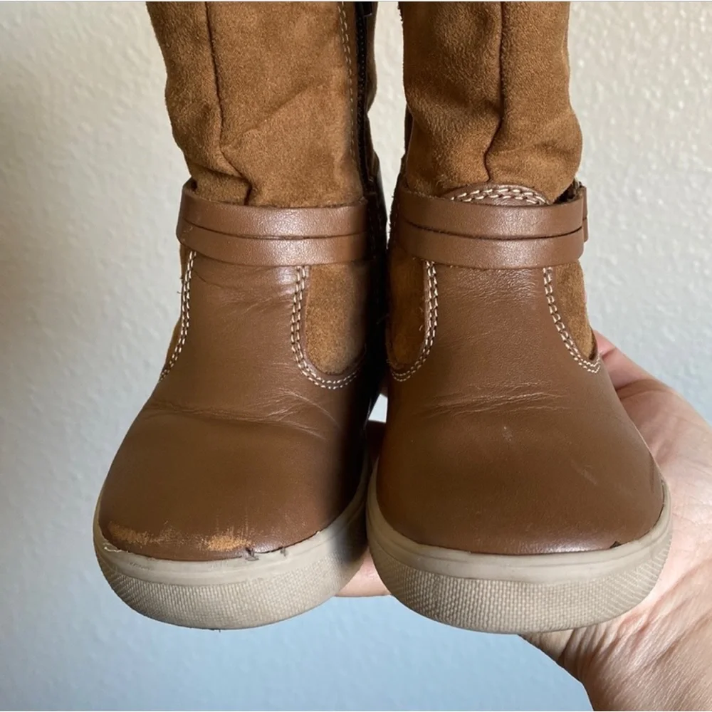 Andrea Side Zipper Toddler Brown High Boots